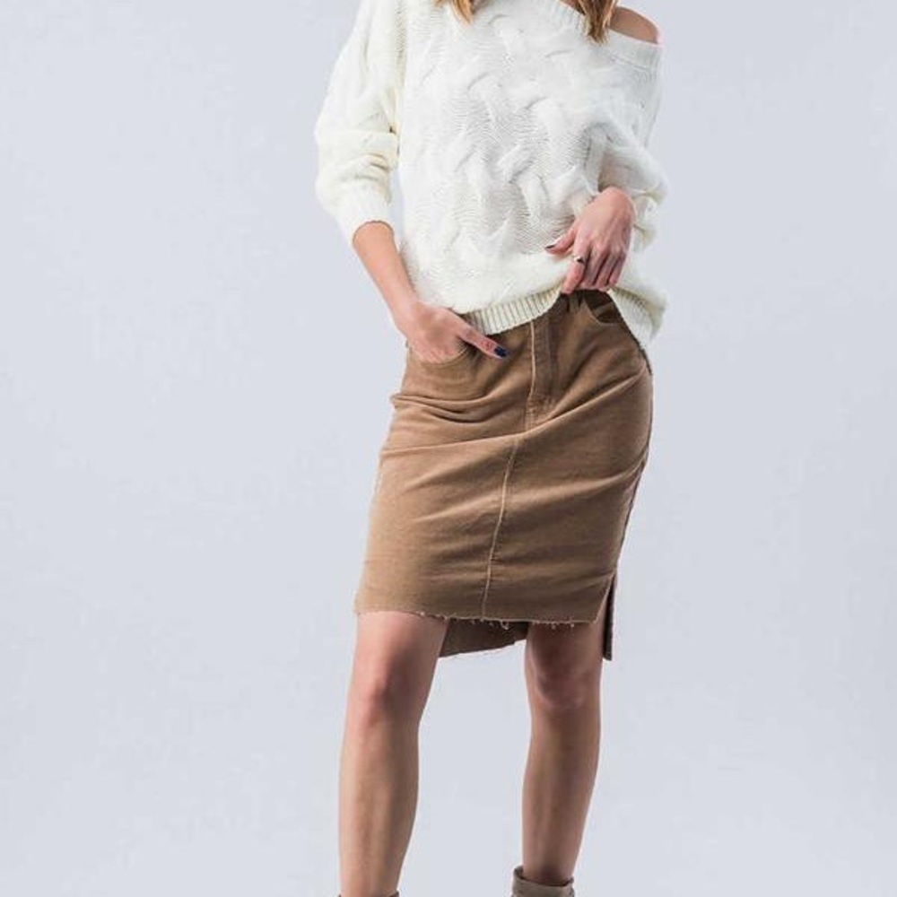 Camel/Tan Corduroy Pencil Skirt - Picture 3 of 3